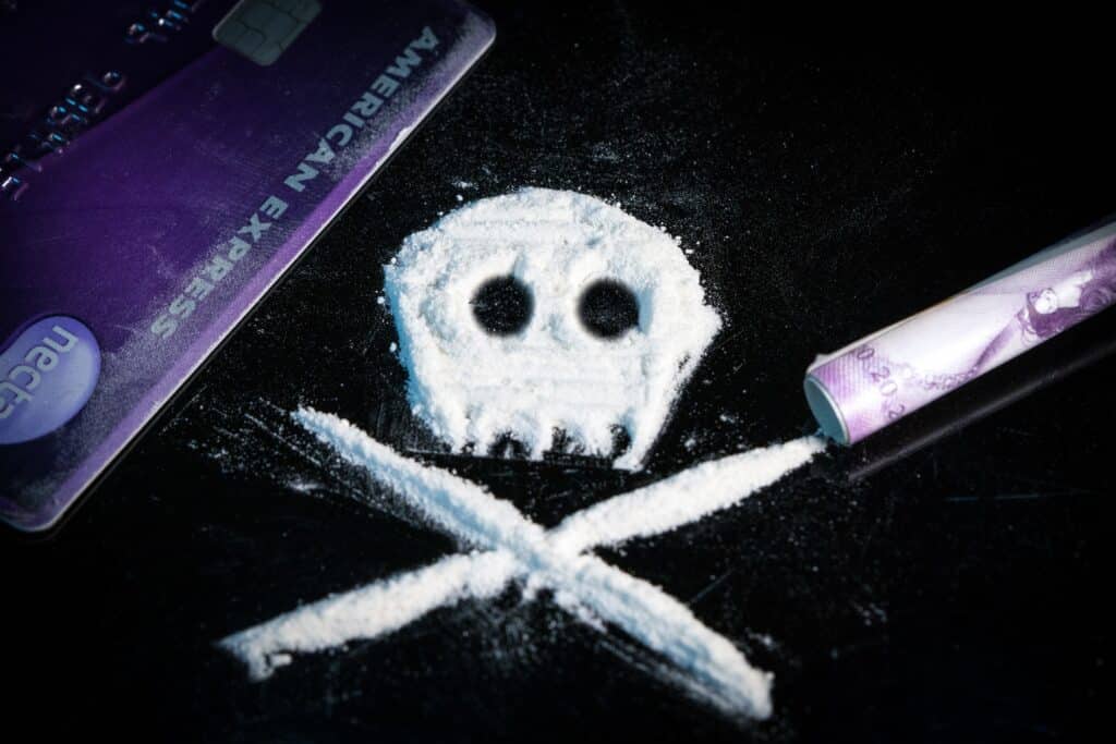dangerous illegal drug in a design of a skeleton