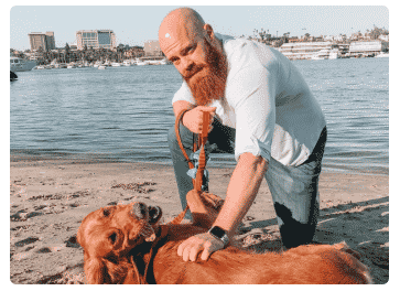 an image of a man and his dog at a california recovery center