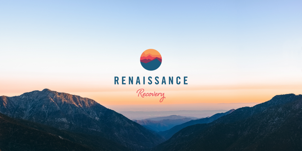 The Renaissance Recovery logo over an image of the beach, depicting the facilities where various addiction treatments are available 