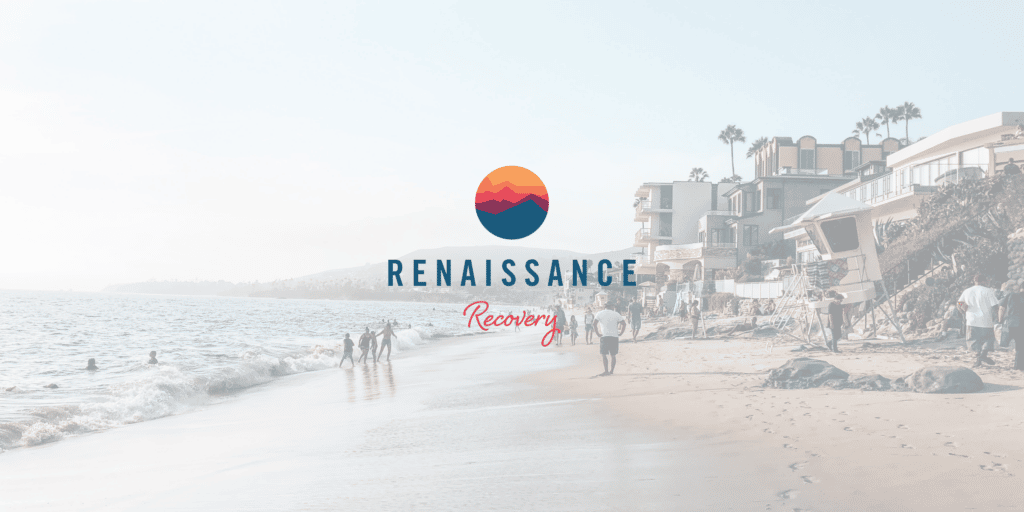 The Renaissance Recovery logo over an image of the beach, depicting our facilities where various addiction treatments are available 