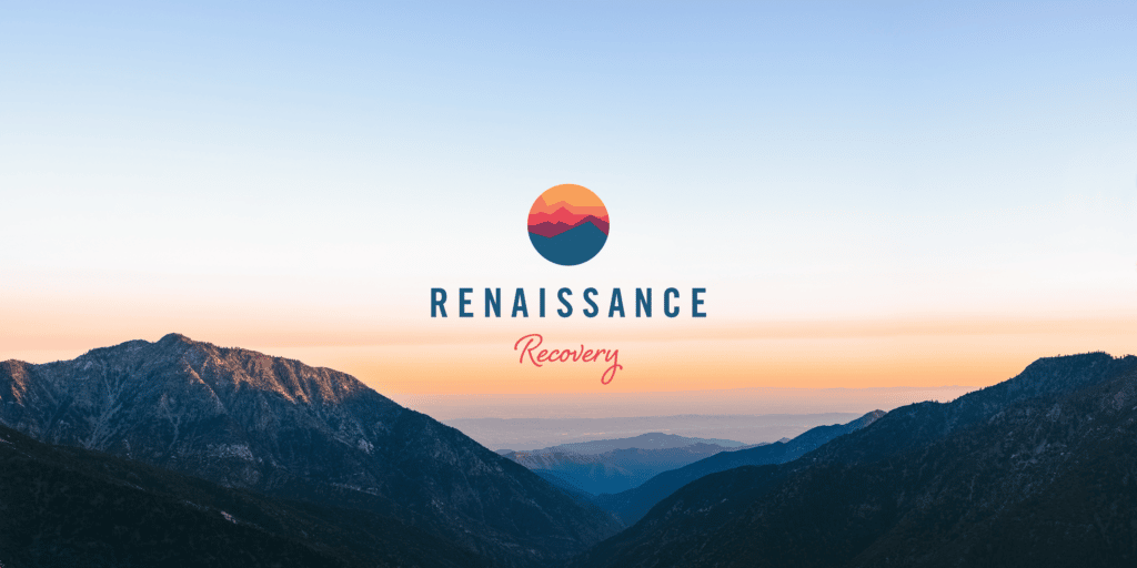 The Renaissance Recovery logo over an image of California, depicting the facilities where various addiction treatments are available 
