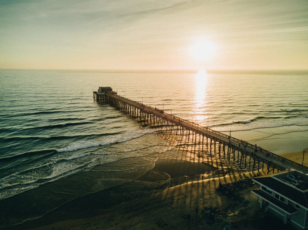 image of the huntington beach pier at sunset