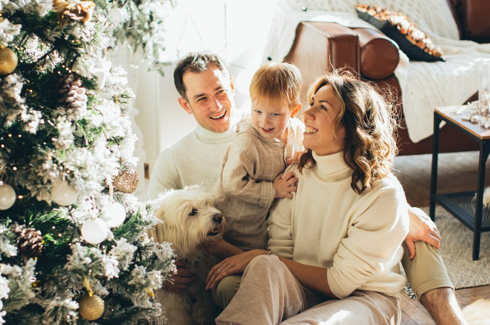 image of family representing sober christmas